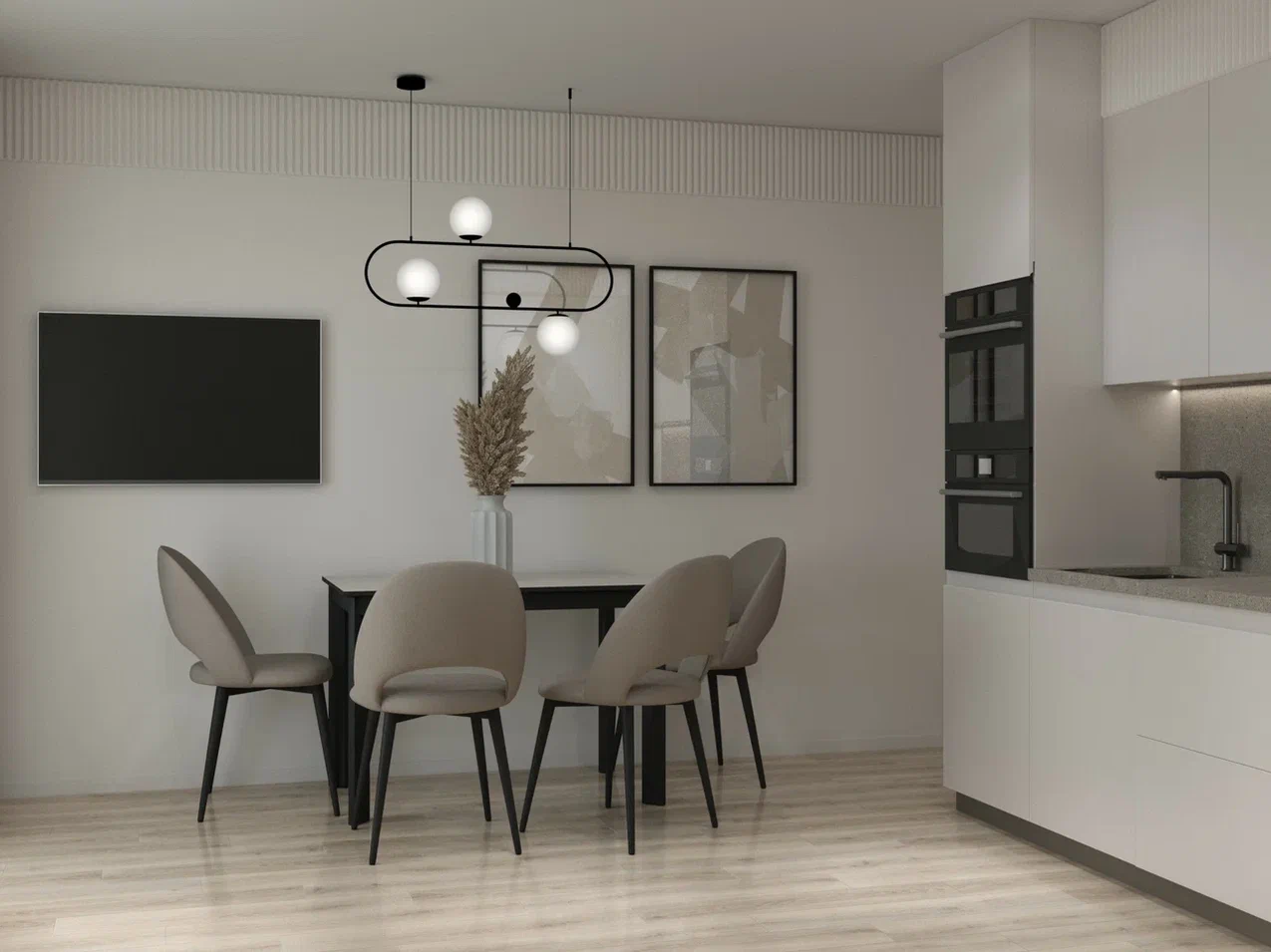 Дизайн-проект кухни с большим диваном